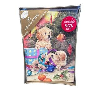 Vintage Golden Retriever Puppies Christmas Cards